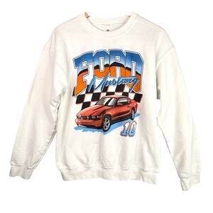 Ford Mustang White Graphic Crewneck Sweatshirt Medium